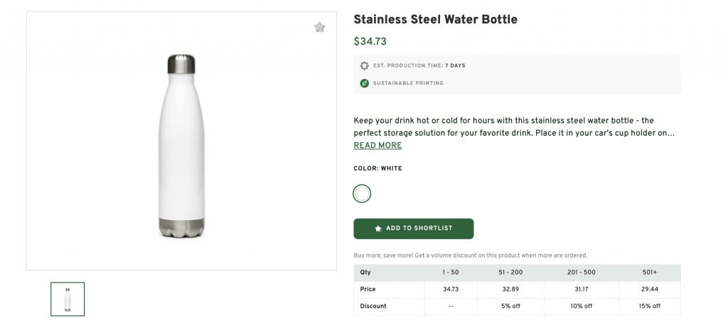 Tall Stainless Steel Water Bottle