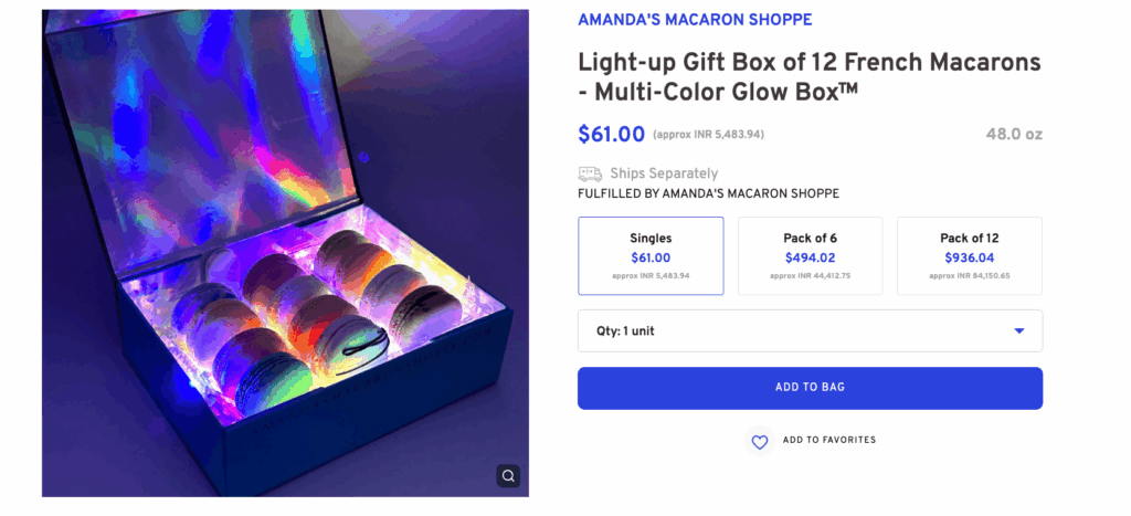 Light-up Gift Box of 12 French Macarons 
