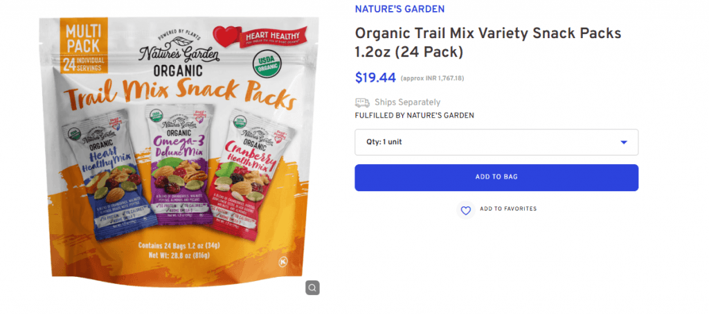 Organic Trail Mix Variety Snack Packs 1.2oz (24 Pack)