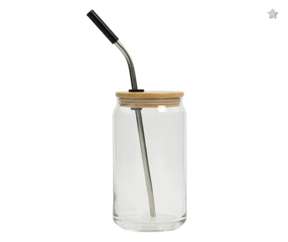 16 Oz. Full Color Can Glass With Bamboo Lid