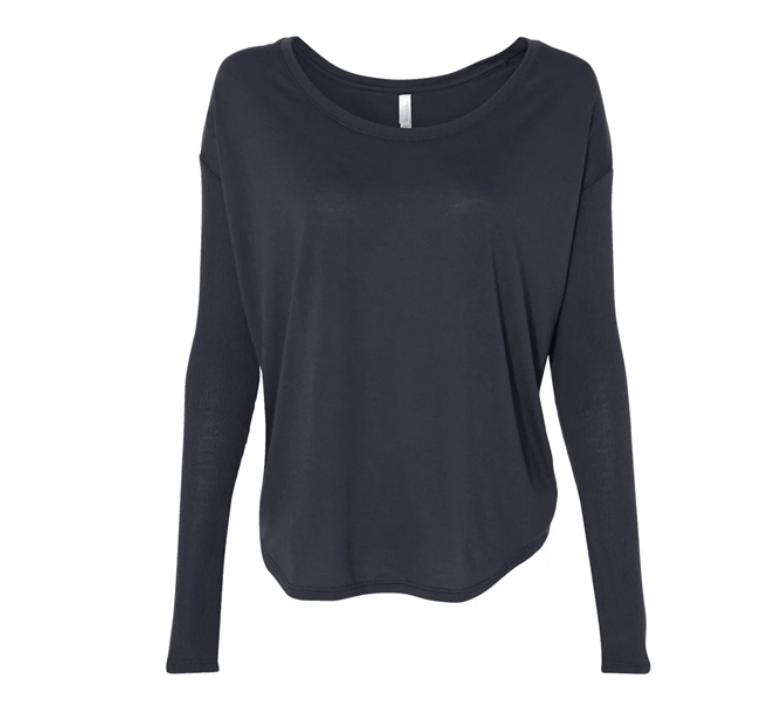 BELLA + CANVAS Women's Flowy 2x1 Ribbed Long Sleeve Tee