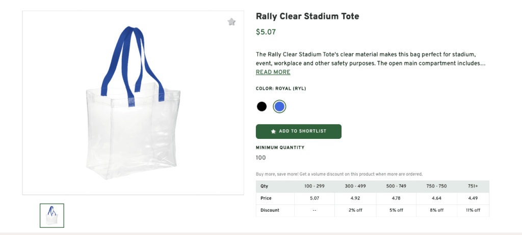 Rally Clear Stadium Tote