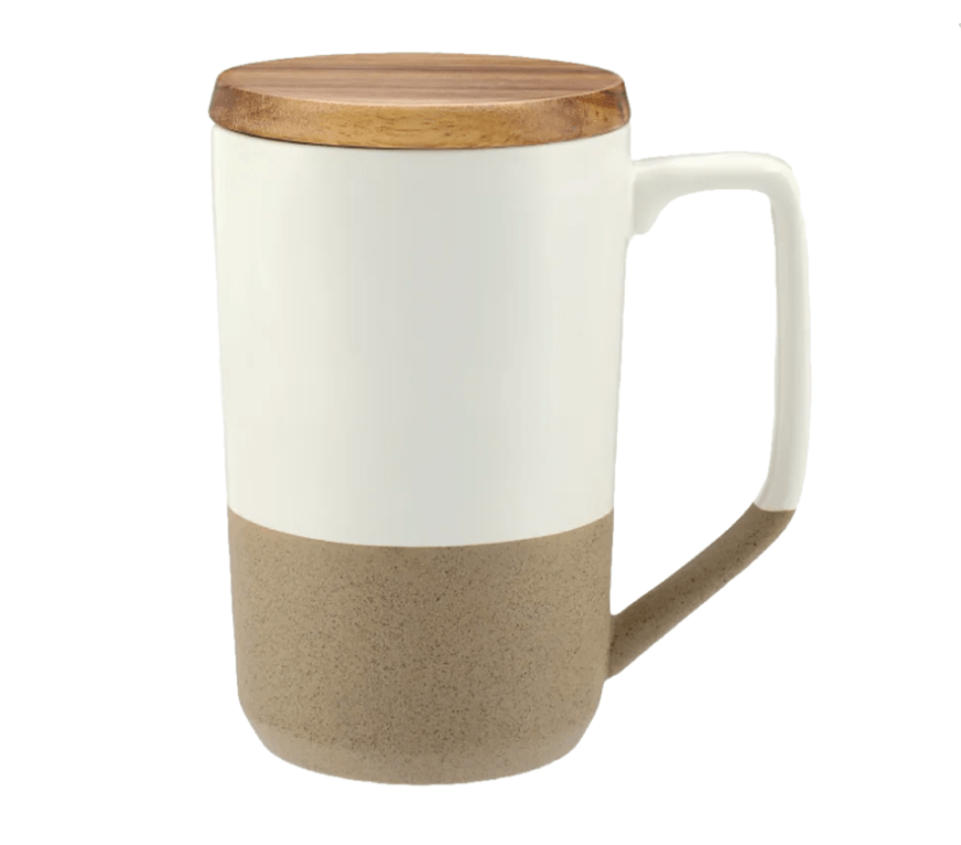 Tahoe Tea & Coffee Ceramic Mug with Wood Lid 16oz