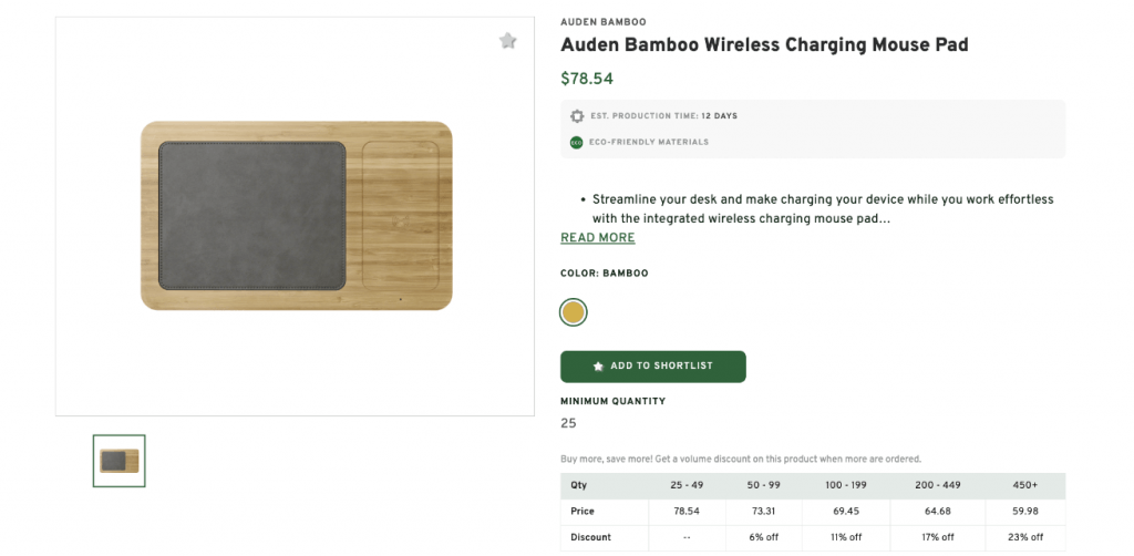 Auden Bamboo Wireless Charging Mouse Pad