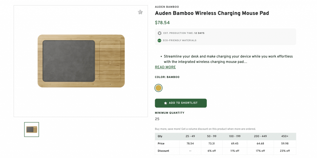 Auden Bamboo Wireless Charging Mouse Pad