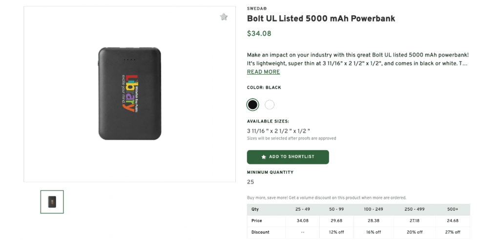 Bolt UL Listed 5000 mAh Powerbank