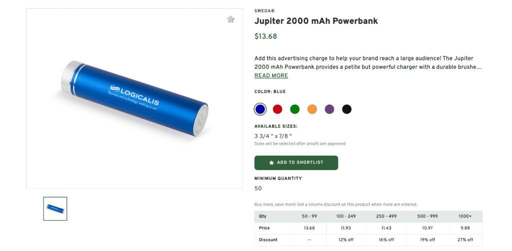 Jupiter 2000 mAh Powerbank