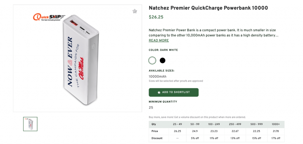 Natchez Premier QuickCharge Powerbank