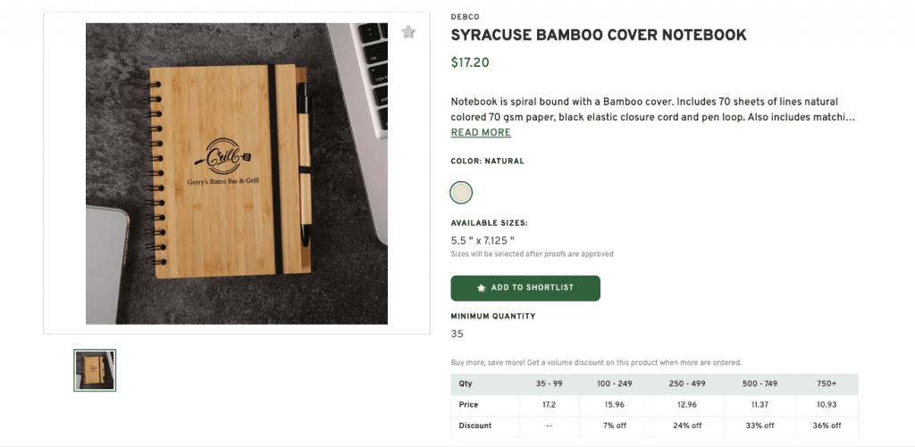 Syracuse Bamboo Cover Notebook