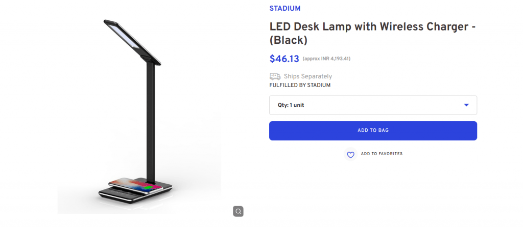 LED Desk Lamp with Wireless Charger - (Black)