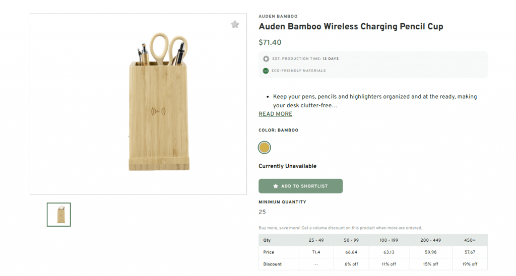 Auden Bamboo Wireless Charging Pencil Cup